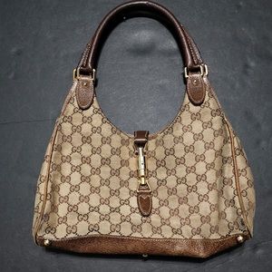 AUTHENTIC Gucci Jackie GG Canvas Monogram Shouler Bag